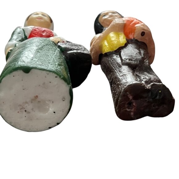 Vintage Hand-Painted Pilgrim & Native American Candles 5" Thanksgiving Decor Set - Picture 2 of 6